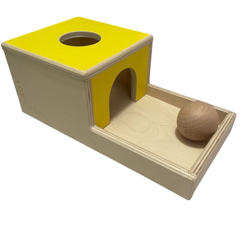 Lovevery Wooden Montessori Ball Drop Box - Yellow